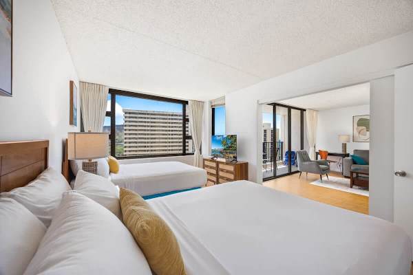 Relax in the bedroom with 2 beds plus a smart TV