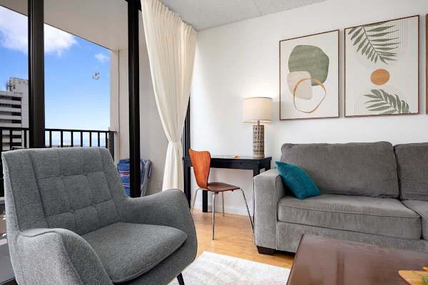 Sleeper sofa and chair in the living area
