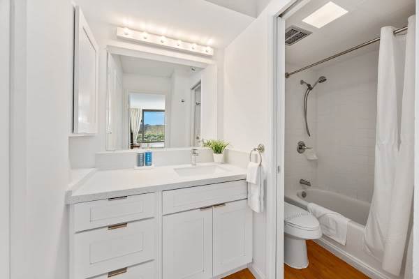 Full bathroom with tub and shower combination