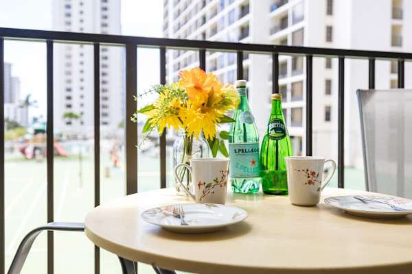 Balcony with patio furniture