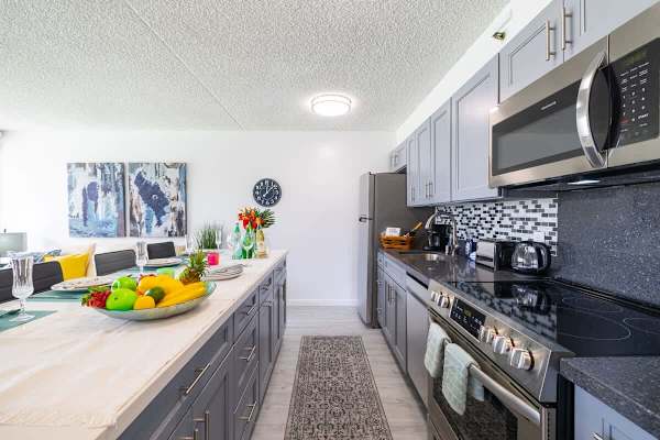 Fully equipped kitchen with counter top
