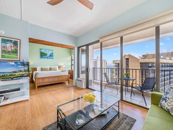 Living room with window AC
