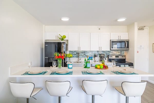 Counter top dining area up to four seats 