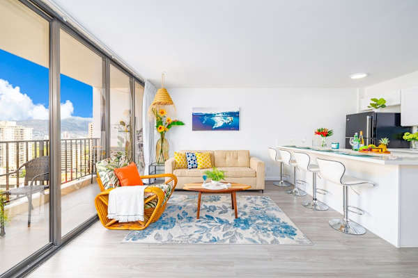 Living room with queen-size sofa bed