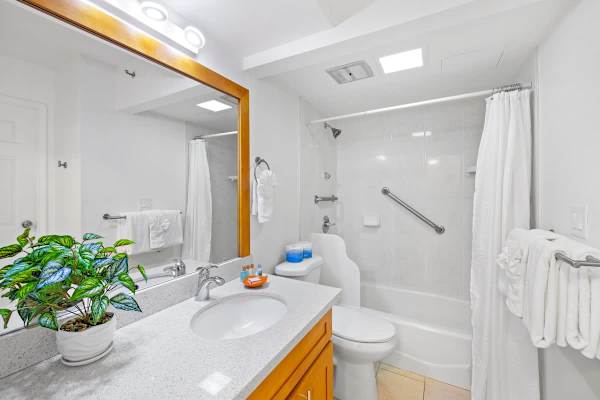 Full bathroom with tub and shower combo