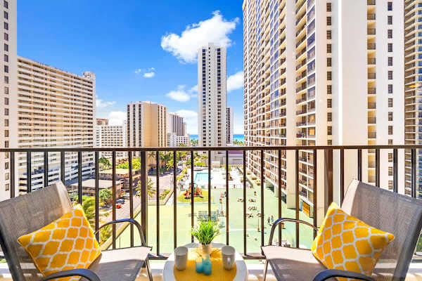 Balcony With patio furniture. 