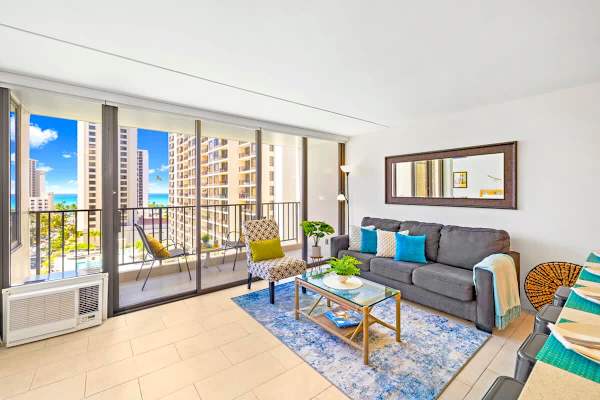 Living room with window AC 