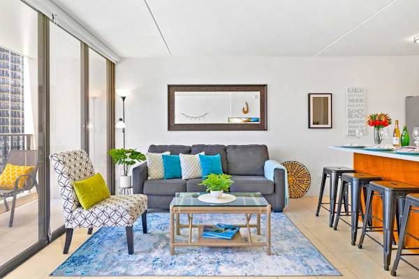 Living room with pull-out sleeper sofa 