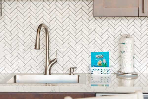 Kitchen details with startup supplies.