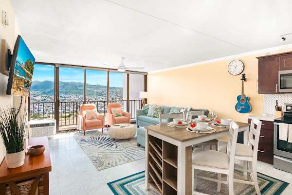 Overview of your beautiful condo with new upgraded furniture.