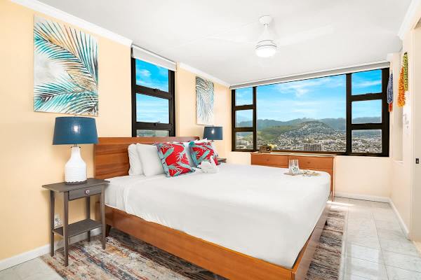Have a restful night's sleep in your bedroom with a king-size bed.
