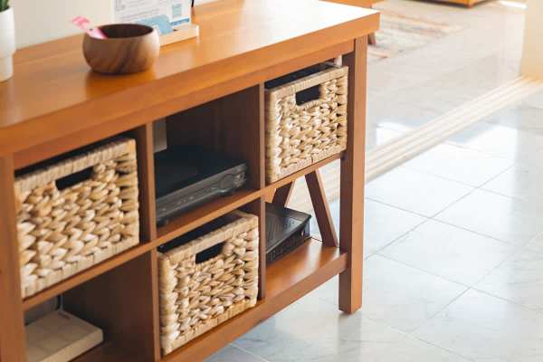A 2-layer multi-purpose TV console in your living room.