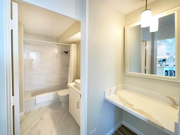 Bathroom with tub and shower combo