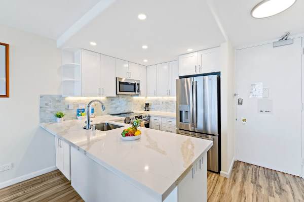 Renovated kitchen with countertop 