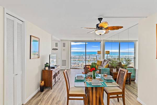Dining area and ceiling fan