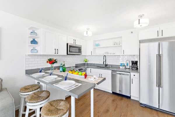 Fully equipped kitchen with stainless steel appliances