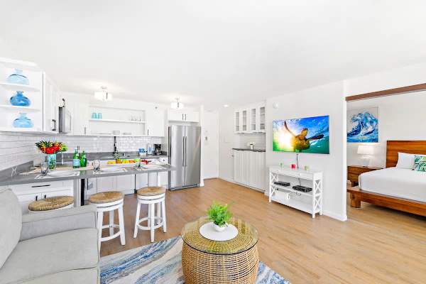 Living room with smart TV