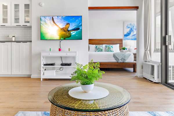 Living room with smart TV