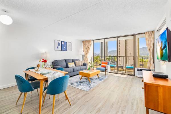 Your dining area has a dining table with 4 chairs.