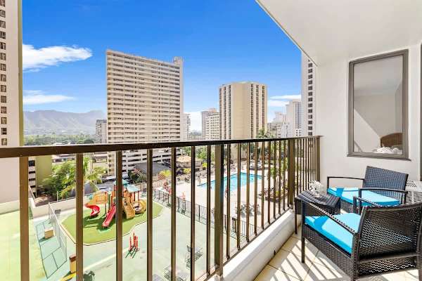 Have your morning coffee on your balcony with a beautiful mountain view and a view from the recreation deck.
