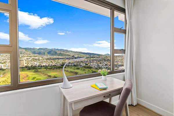 Dedicated work space in the bedroom with stunning mountain views 