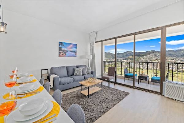 Living room with beautiful mountain views