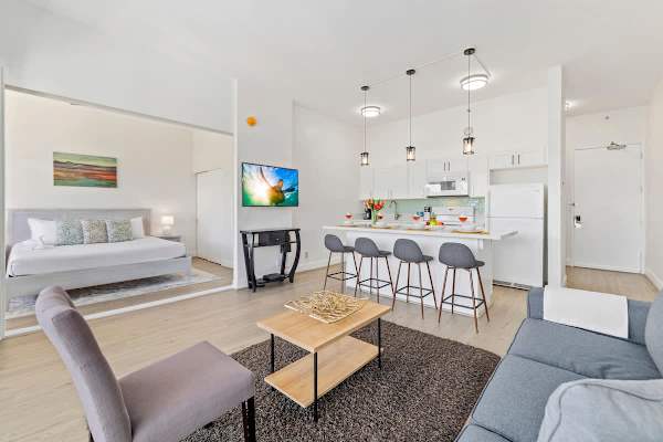 Living room with cable TV