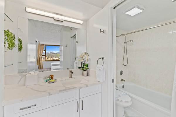 Full bathroom with tub and shower combo