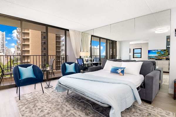 Living room with pull-out sleeper sofa