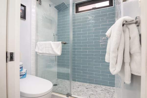 Newly renovated bathroom with walk-in shower