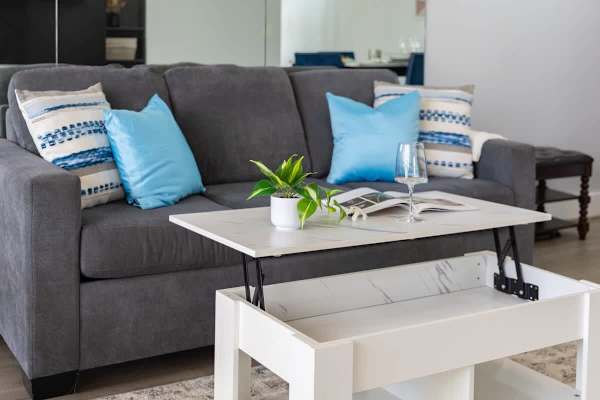 Pull-out sleeper sofa in the living room
