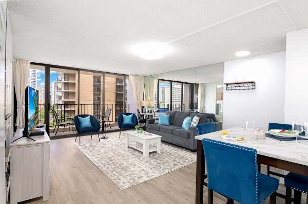Living room and dining area