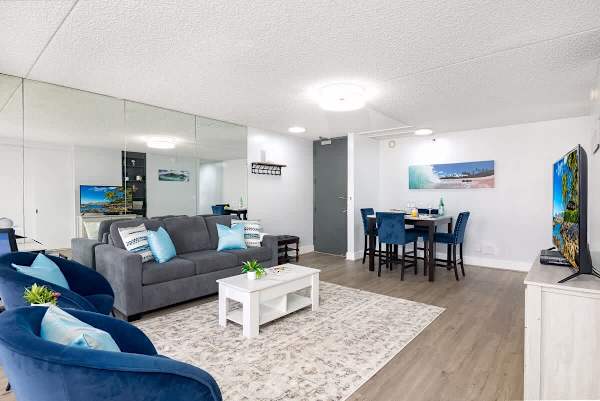 Living room and dining area