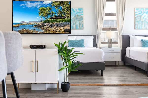 51" Smart TV with cable in the living room