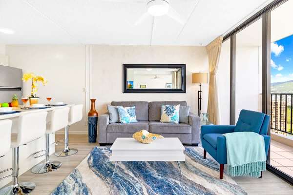 Comfortable living room with sleeper sofa