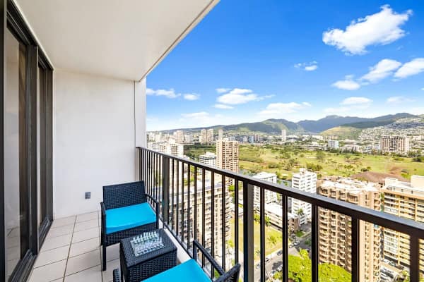 Enjoy the view while sitting on the lanai furniture 