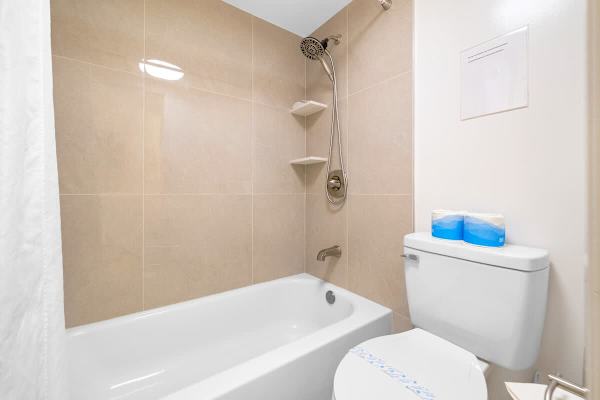 The full bathroom has a tub and shower combination for your convenience!