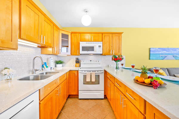 Fully equipped kitchen with dishwasher for your culinary needs.