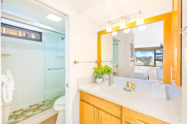 Full bathroom with walk-in shower