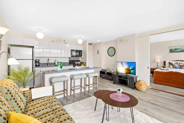 Living room with cable TV