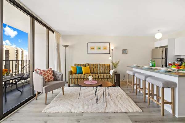 Living room with pull-out sleeper  sofa