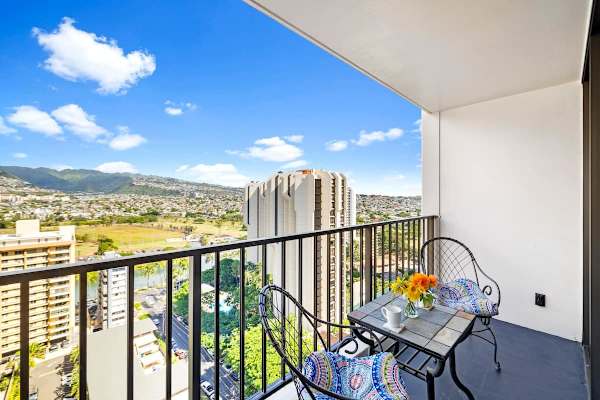 Balcony with patio furniture