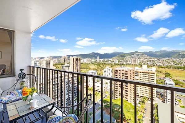 Balcony with patio furniture