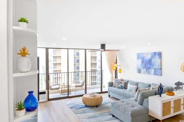 The living room has a window AC to keep your cool!