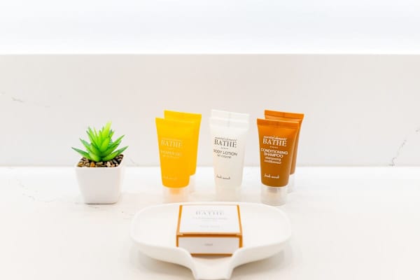 Start up amenities are provided in the bathroom (not replenished)