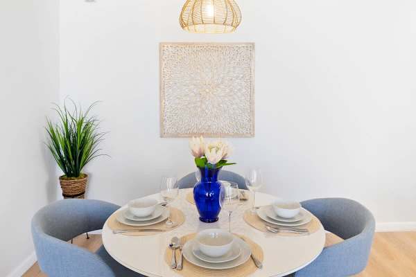 Gather around the dining table with seating for 4!
