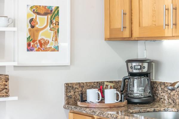 A coffee maker is also available.