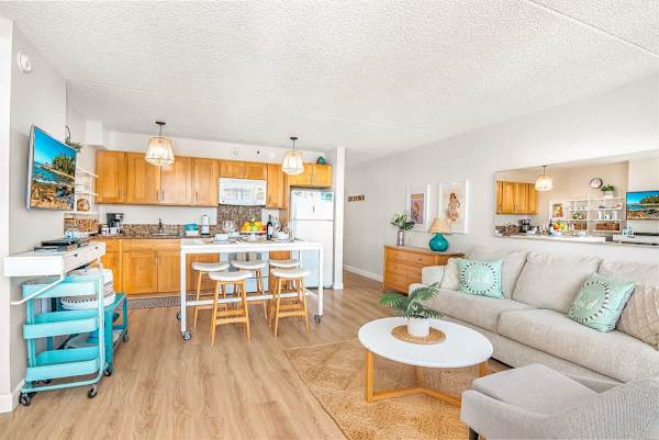 An overview of your spacious living and dining area.