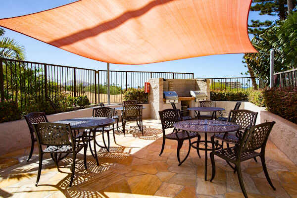 BBQ grill and sun deck area