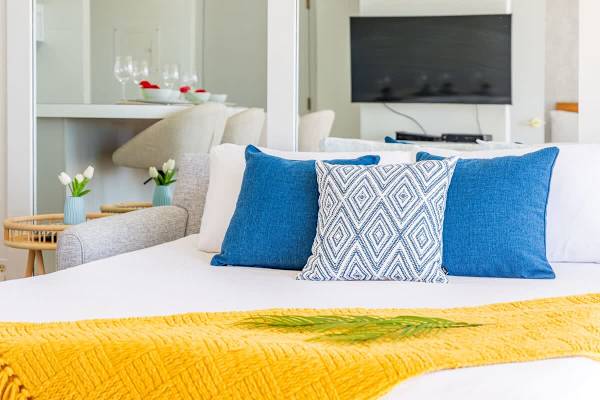 Pull-out sleeper sofa in the living room,